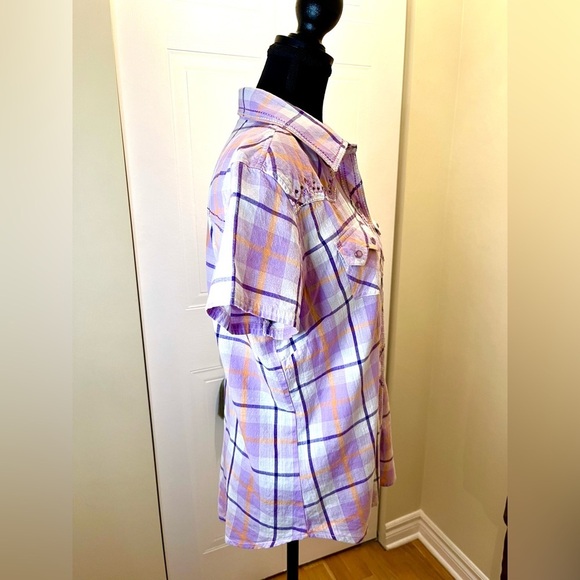 Cumberland Outfitters retro style  plaid western short sleeve shirt, embroidery - Picture 6 of 13